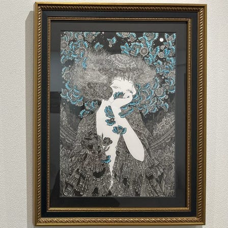 Sayumi Kudo
“Moonlight, before I could open my mouth.”(2024)
Pen, Ink on illustration board 
artwork size: 42.0cm×29.7cm 
＜currently on display＞
