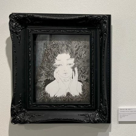 Sayumi Kudo<br />
“Drowning in the sea I longed to see” (2023)<br />
Pen on illustration board <br />
artwork size: 25.5cm×21.0cm <br />
＜currently on display＞