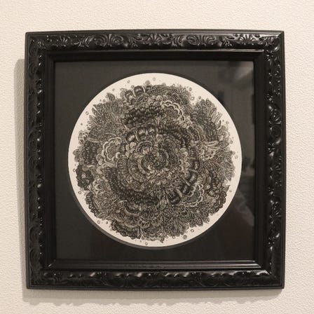 Sayumi Kudo
“I remember it was probably monochrome” (2025)
Pen on illustration board 
artwork size: 16.5cm×16.5cm 
＜currently on display＞