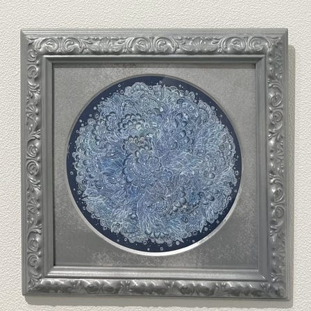 Sayumi Kudo
“I remember it was probably blue” (2025)
Pen, Ink on illustration board 
artwork size: 16.5cm×16.5cm 
＜currently on display＞