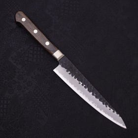 蔬果刀（Petty Knife） 青紙超級鋼 不鏽鋼夾層 黑打工藝 槌目紋 西洋刀柄 150mm