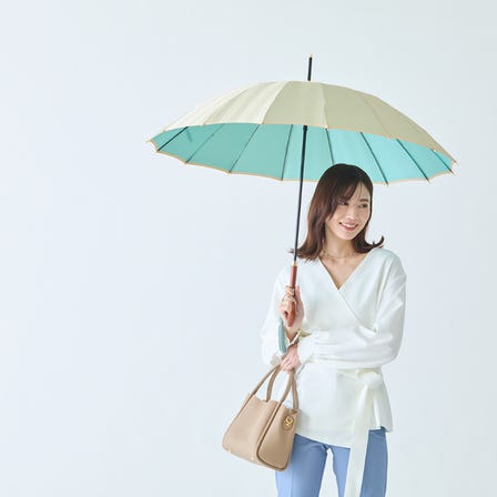 女士雨傘「Élé Shadow」米色 × 薄荷藍