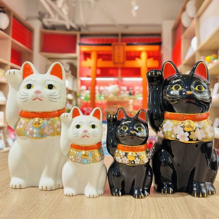 Cherry blossom patterned Maneki-neko