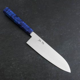 Santoku VG-10 Damascus Blue Birch Handle 180mm