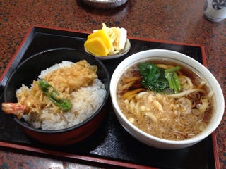 うどん、海老天丼ランチ