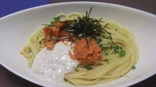 明太子とキムチのクリームパスタ