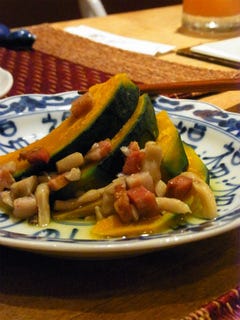 かぼちゃ蒸しベーコンソース