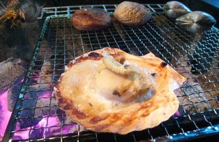 活ほたて貝の浜焼き
