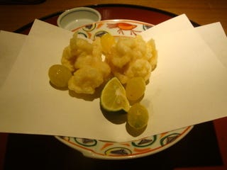 真鱈の白子の天ぷらと銀杏