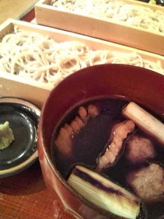 鴨汁付け　うどん　蕎麦