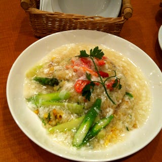 蟹とアスパラのあんかけ炒飯