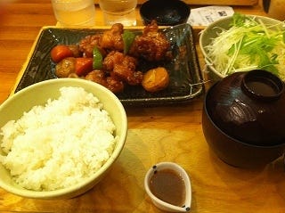 鶏と野菜の黒酢あん定食