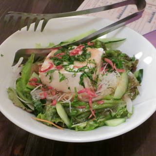 おぼろ豆腐と水菜のサラダ