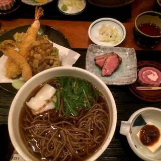 サンマと野菜の天ぷら蕎麦