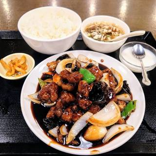 黒酢スブタ定食