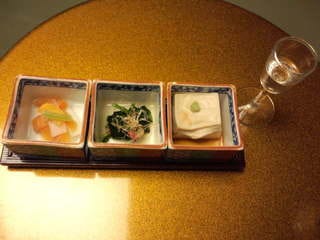 柿のなます、おひたし、ごま豆腐