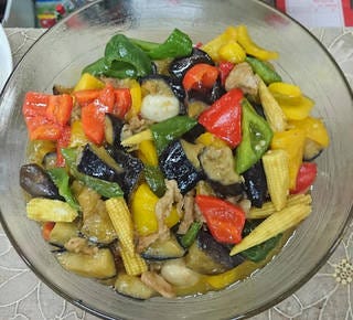 茄子と春野菜炒めの中華風