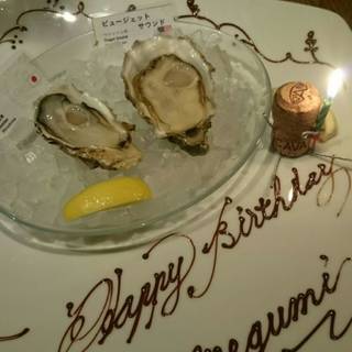生カキ盛り合わせ、バースデープレート