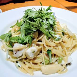 真鯛とカブ、水菜のアーリオ・オーリオ柚子胡椒風味