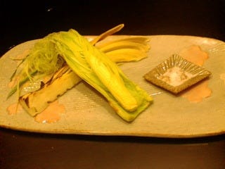 京都の朝掘りたけのこと皮付きヤングコーンの塩焼き