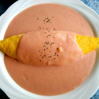 明太子クリームのオムライス