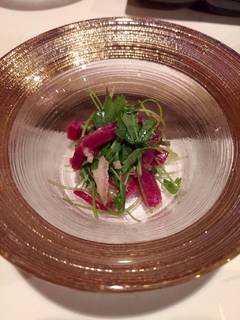 赤身とセロリのユッケ