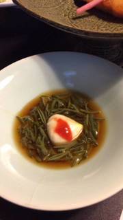 河豚の白子とジュンサイ