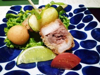 牛あら挽きつくねの長芋挟み揚げ