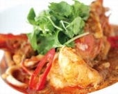 大海老とイカの卵カレー炒め