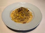 スパゲッティ　とうもろこしと永光卵のカルボナーラ