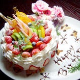 【記念日・お誕生日】自家製デコレーションケーキ…コースデザートを無料でケーキに変更出来ます