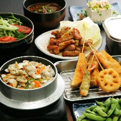 おつまみ6種&串揚げ5種&名物釜飯がついた大人気のコース♪