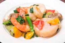 ◆帆立貝と天然大海老、野菜の炒め