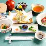 「円山弁当」お造りと炊き合せ、天ぷらをセットにしたお弁当です。