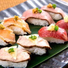 肉寿司、日南鶏、九州鮮魚、馬刺し♪