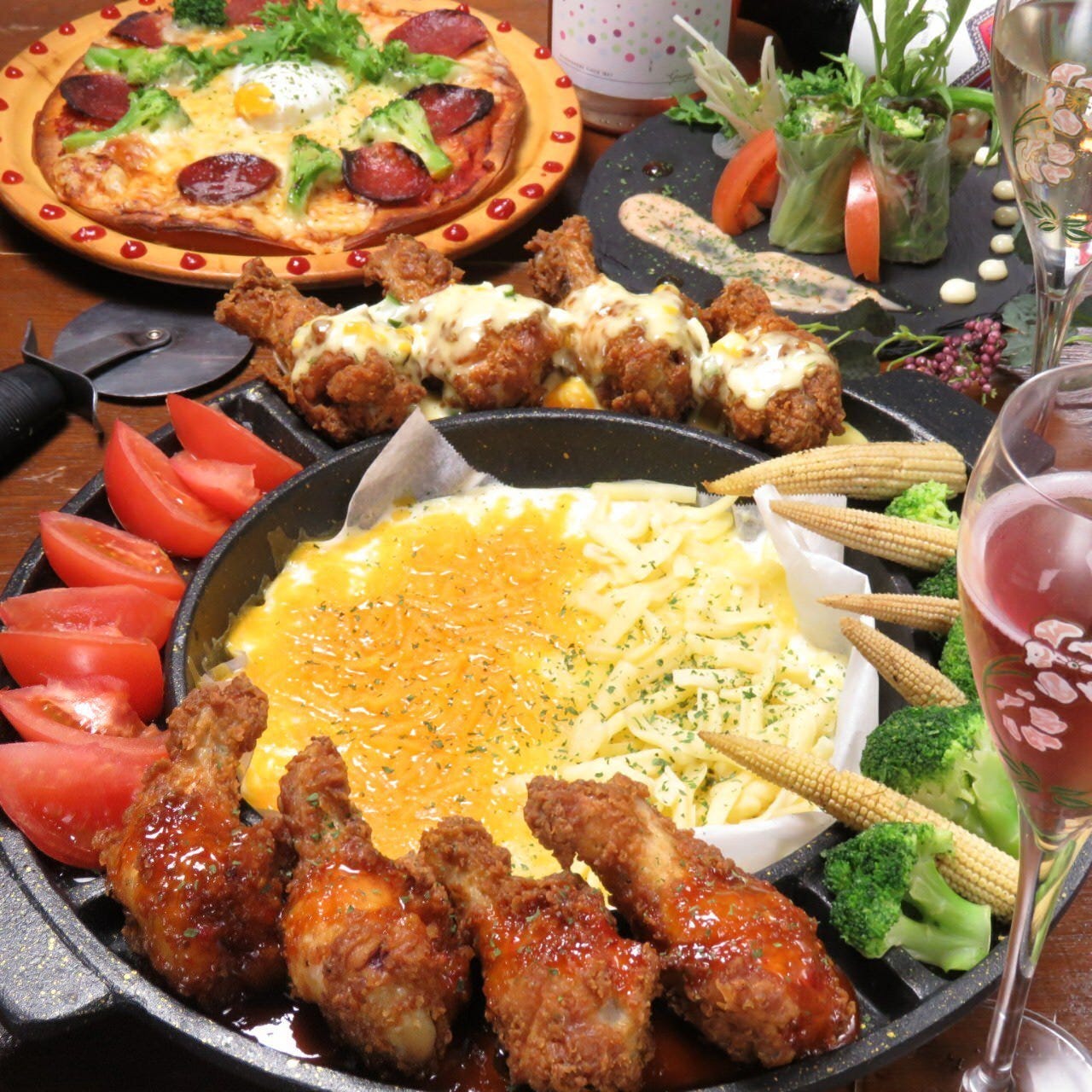 夜カフェ 女子会に 選べる4種の唐揚げ付のとろ りチーズのチョアチキン 全10品3980円 2980円の詳細 Gori 2 Meat Room 東通り 堂山 居酒屋 ぐるなび