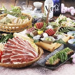 夏野菜と牛肉の蒸し陶板コース。コースは全て飲み放題付きです