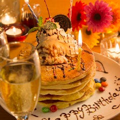 自家製パンケーキをお誕生日仕様に♪