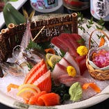 日本近海で採れた新鮮な海鮮・魚介類が勢揃い。新宿での宴会に◎