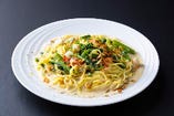 小柱と糸島菊菜のクリームソース　＋サラダバー・ドリンクバーset