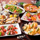 和食と日本酒などのお酒が楽しめる飲み放題付宴会コースあり！