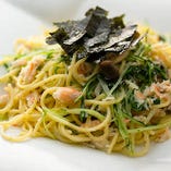 蟹と水菜のスパゲティ