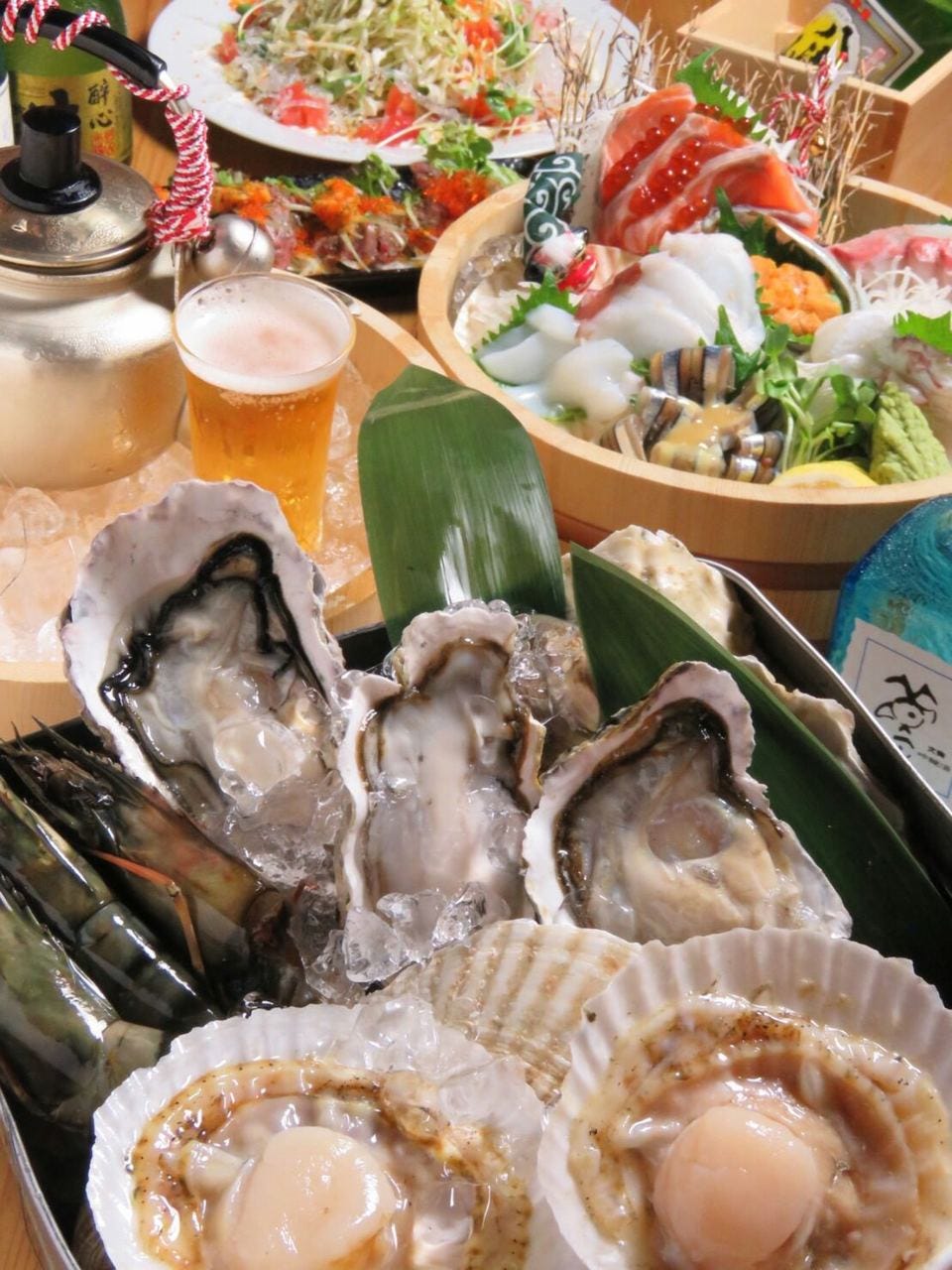 北海道産殻付ホタテ 名物分厚い刺盛 魚介たっぷり酒蒸し付2h 飲放 コース10品3980円の詳細 Osakana ワッショイ 鹿児島市 海鮮 海鮮料理 ぐるなび