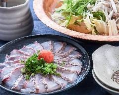 飲込4,000円イカ姿造付豪華刺盛と天然旬魚のしゃぶしゃぶコース