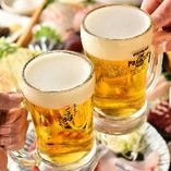 まずはビールで乾杯♪