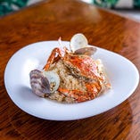 渡り蟹と蛤の海鮮トマトクリームリゾット