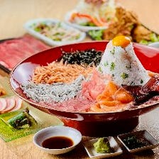 肉と海鮮の富士山飯付3時間コース♪