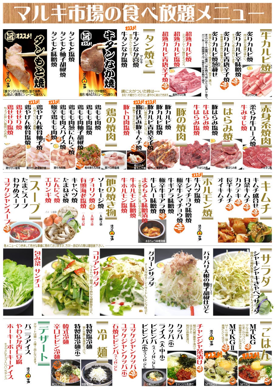 焼肉屋 マルキ市場 八王子店 コース チョット贅沢 食べ放題プラン ぐるなび