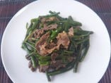空心菜と牛肉の炒め物