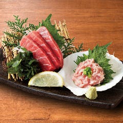 個室居酒屋 海鮮料理 さかなや道場 町屋駅店_本まぐろの中トロ刺身とねぎとろ盛合せ